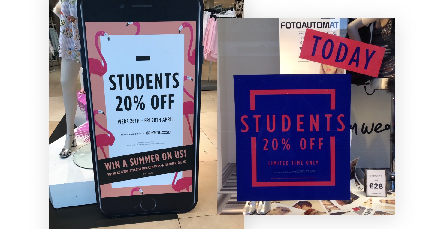 River Island student discount launch day