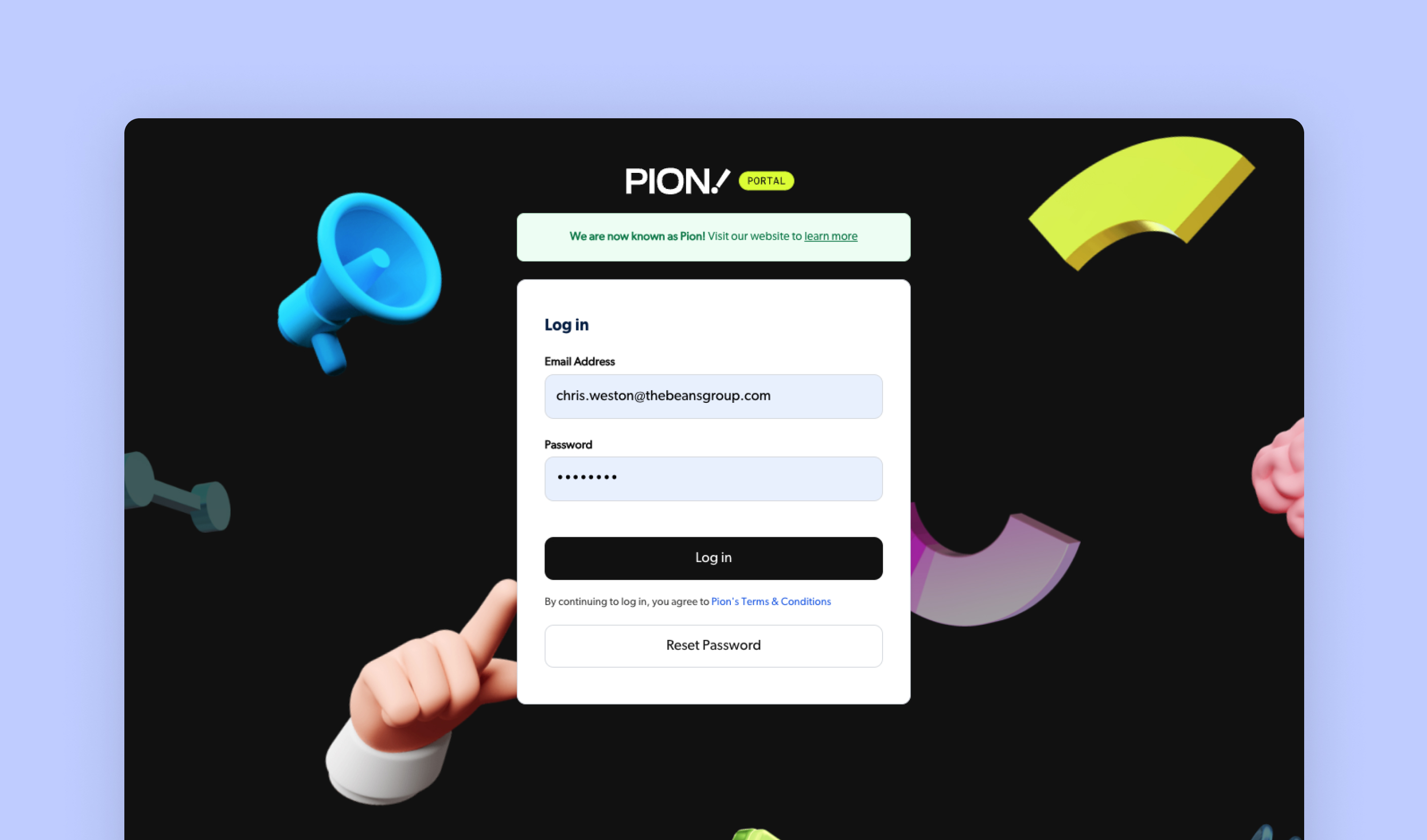 image showing the final user interface of the pion portal project